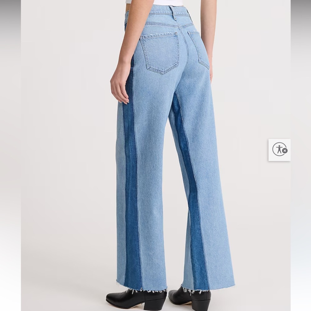 Express Two-Tone Light & Dark Blue Wide Leg Jeans